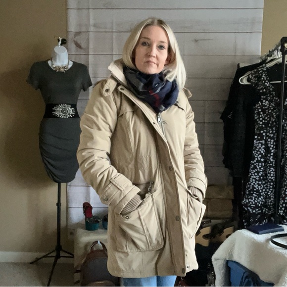 DKNY Beige Light Brown Parka Winter Coat - Picture 4 of 16